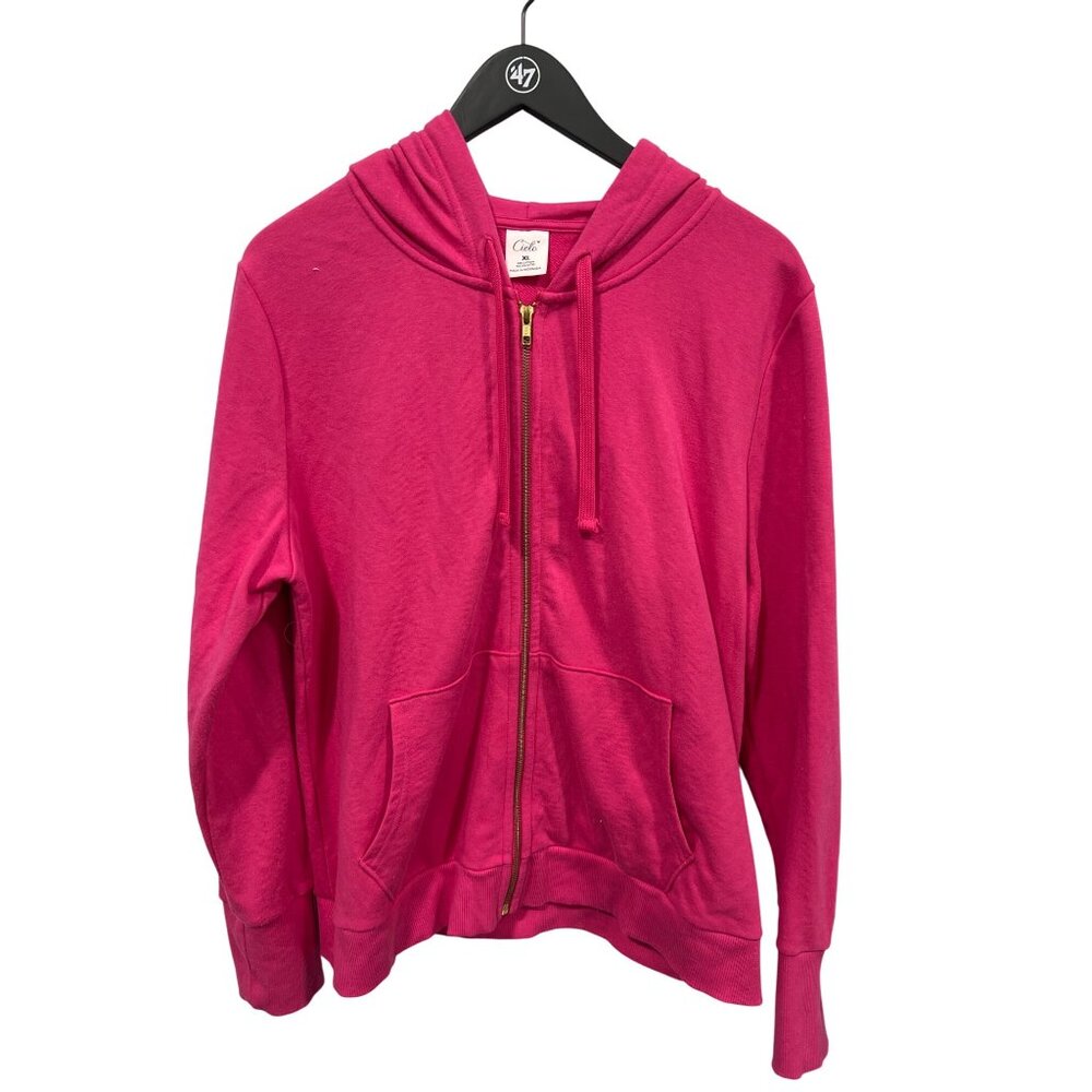 Cielo Full Zip Hoodie Sweatshirt Sz XL Long Sleeve Pink Cotton Blend Cozy Lounge
